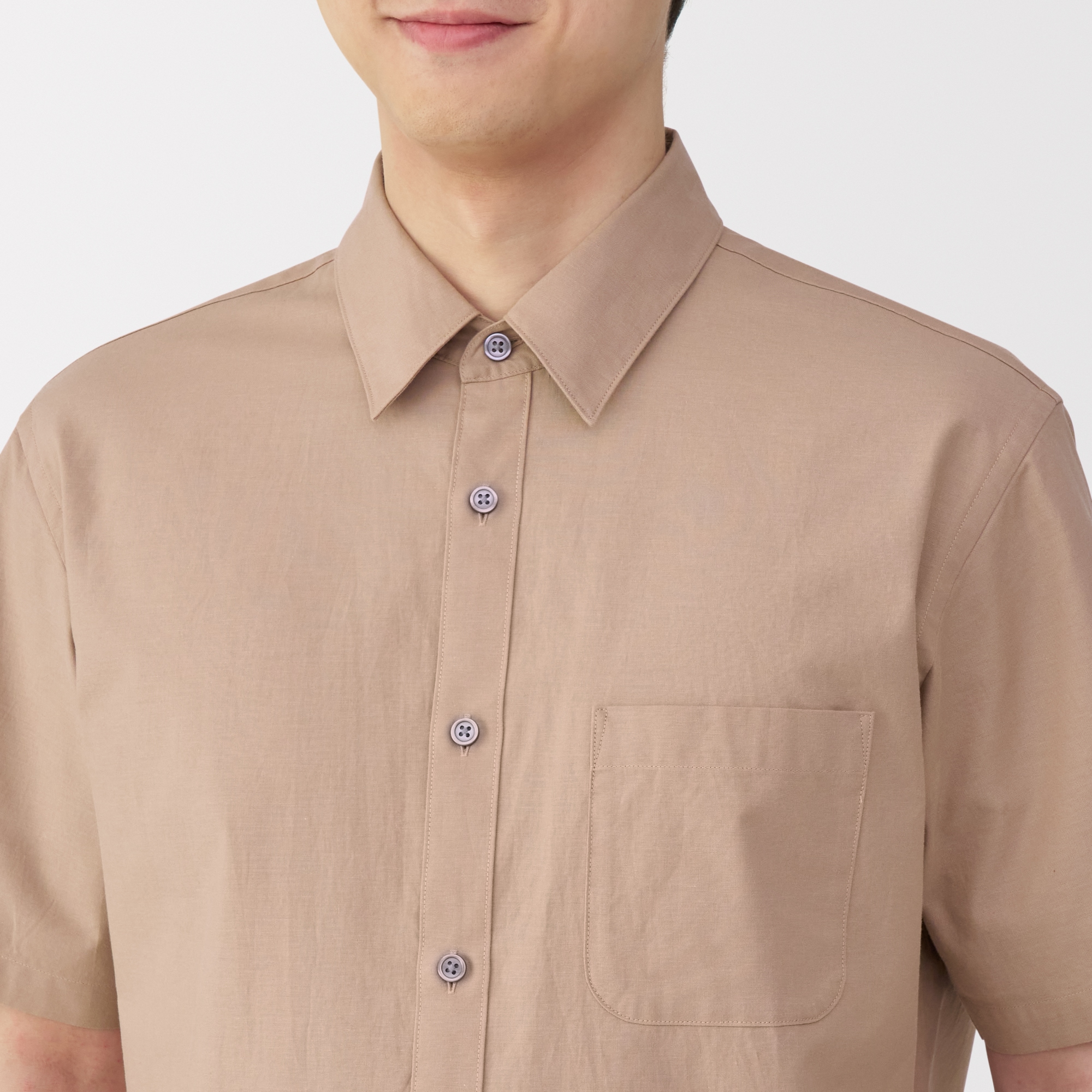 紳士　洗いざらしブロード半袖シャツ