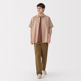 紳士　洗いざらしブロード半袖シャツ