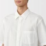 紳士　洗いざらしブロード半袖シャツ