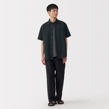 紳士　洗いざらしブロード半袖シャツ