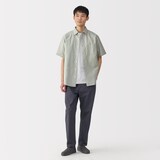 紳士　洗いざらしブロード半袖シャツ