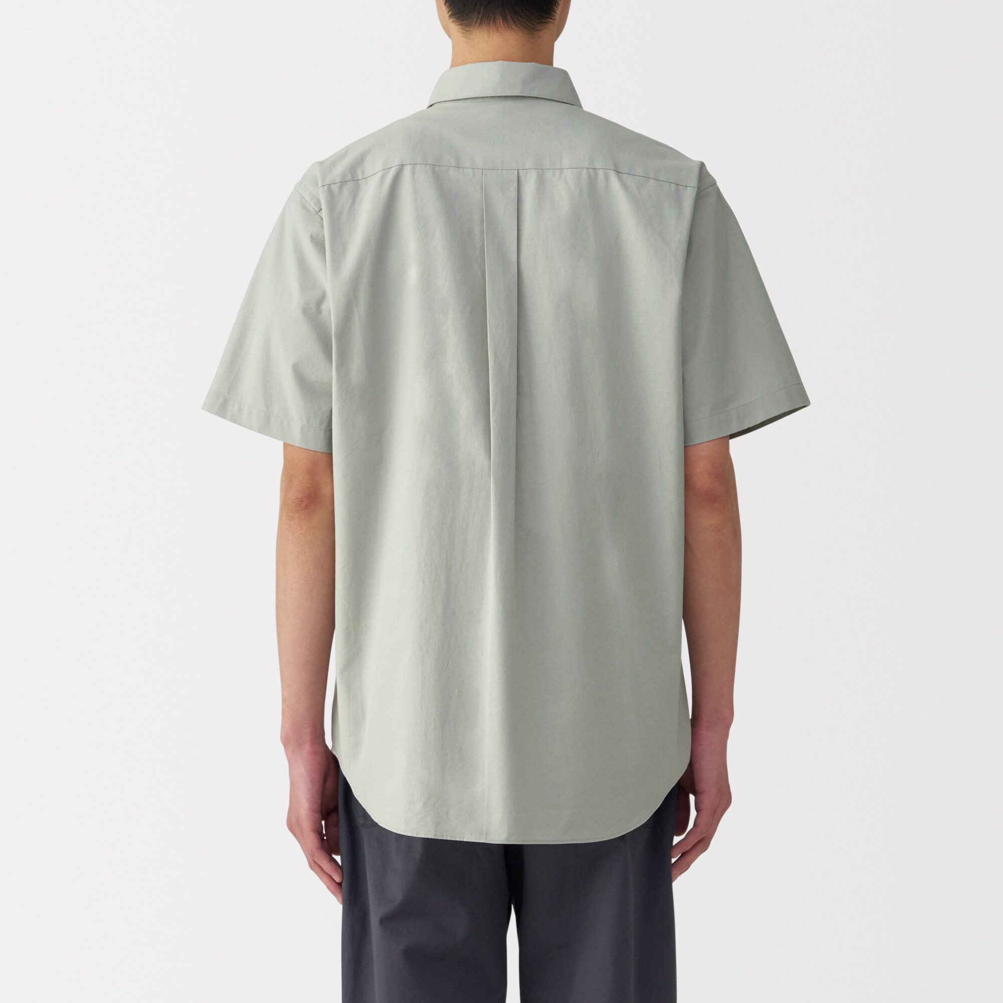 紳士　洗いざらしブロード半袖シャツ