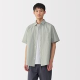 紳士　洗いざらしブロード半袖シャツ