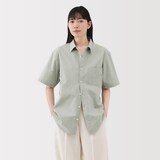 紳士　洗いざらしブロード半袖シャツ