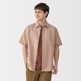 紳士　洗いざらしブロード半袖シャツ