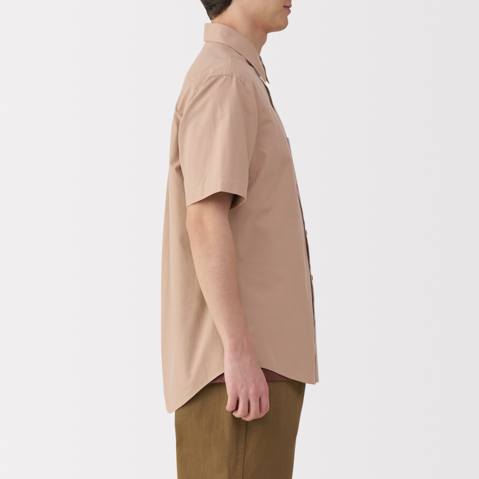 紳士　洗いざらしブロード半袖シャツ