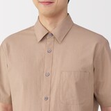 紳士　洗いざらしブロード半袖シャツ