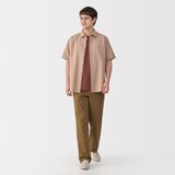 紳士　洗いざらしブロード半袖シャツ