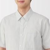 紳士　洗いざらしブロード半袖シャツ