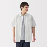 紳士　洗いざらしブロード半袖シャツ