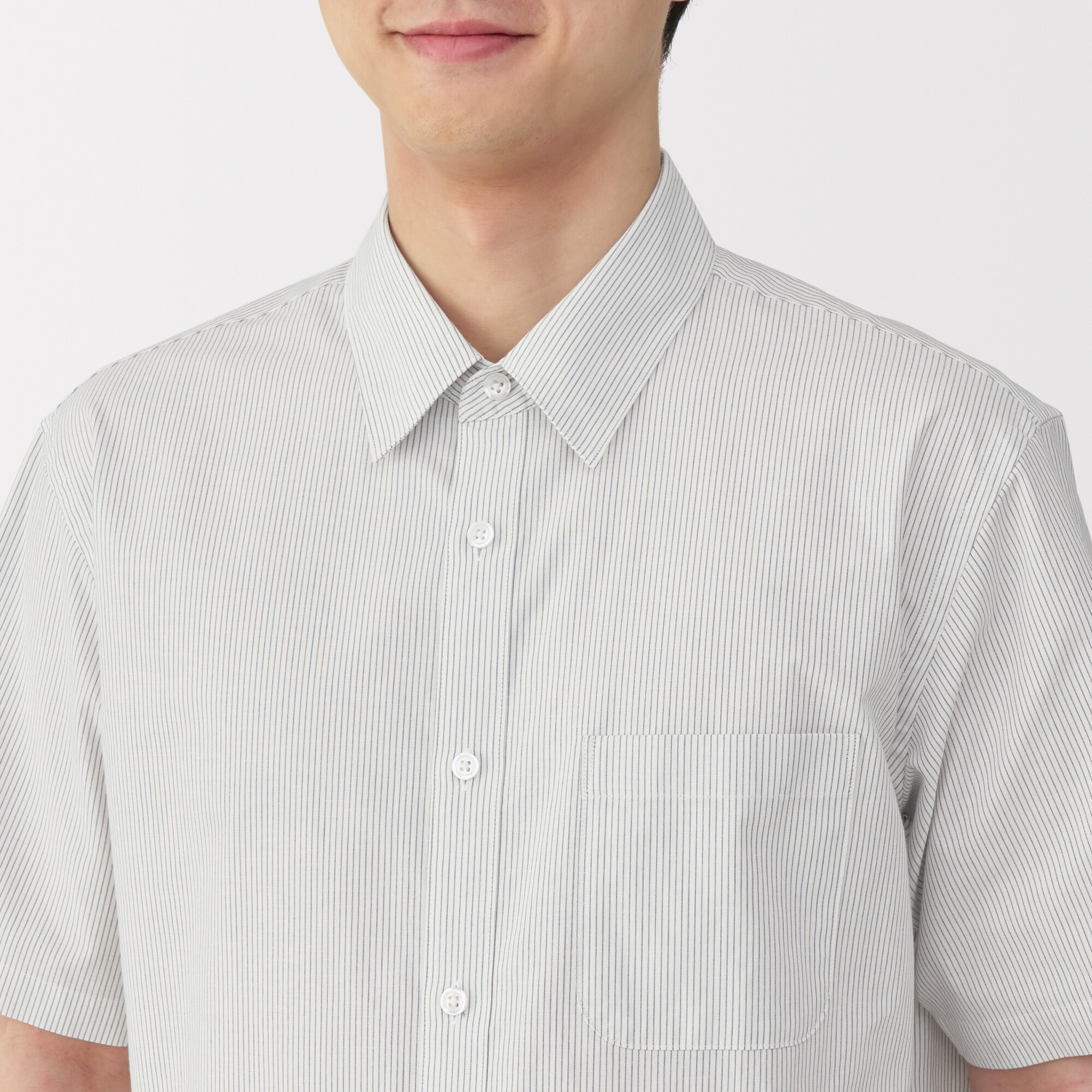 紳士　洗いざらしブロード半袖シャツ