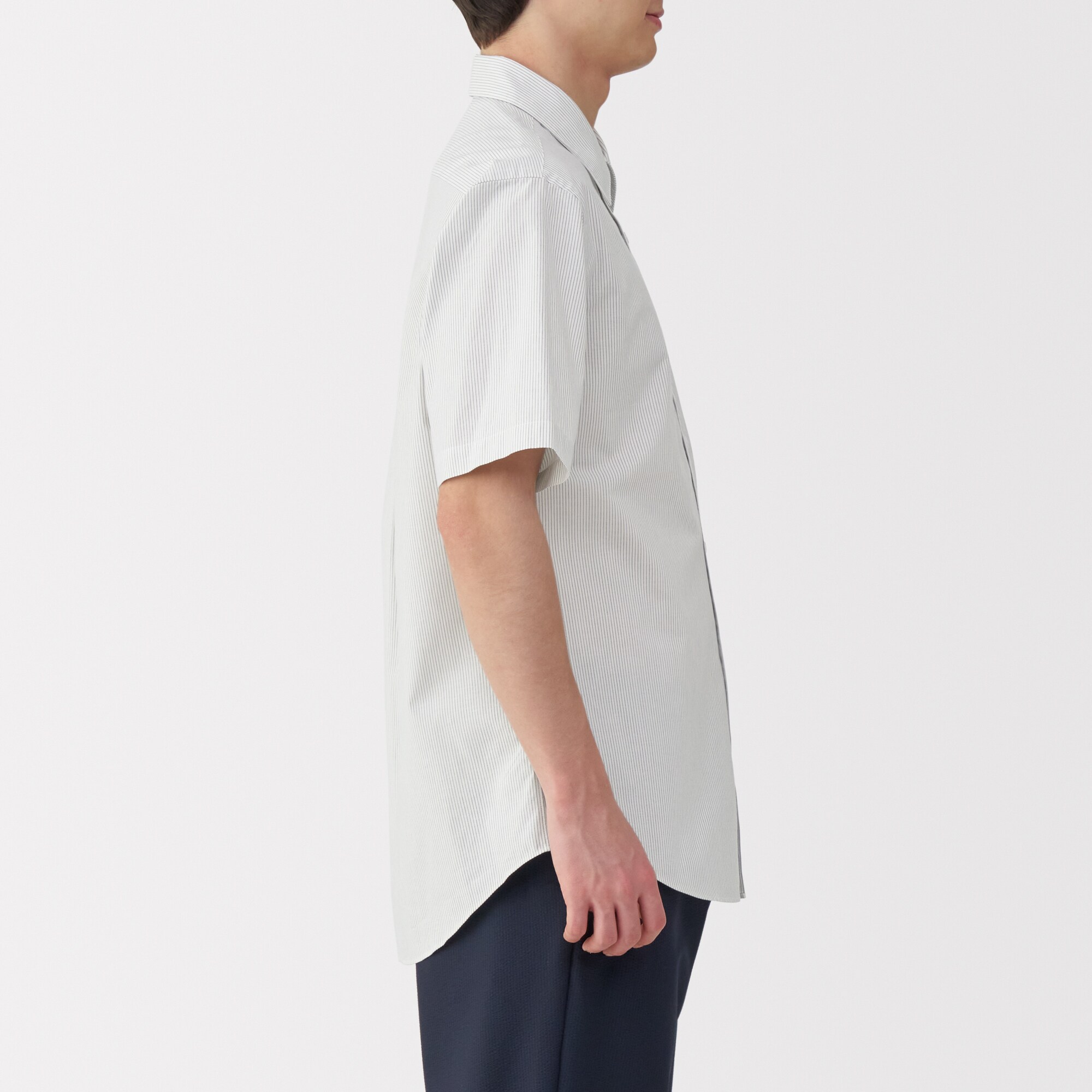 紳士　洗いざらしブロード半袖シャツ