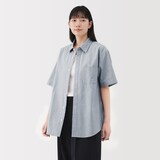 紳士　洗いざらしブロード半袖シャツ