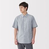 紳士　洗いざらしブロード半袖シャツ