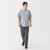 紳士　洗いざらしブロード半袖シャツ