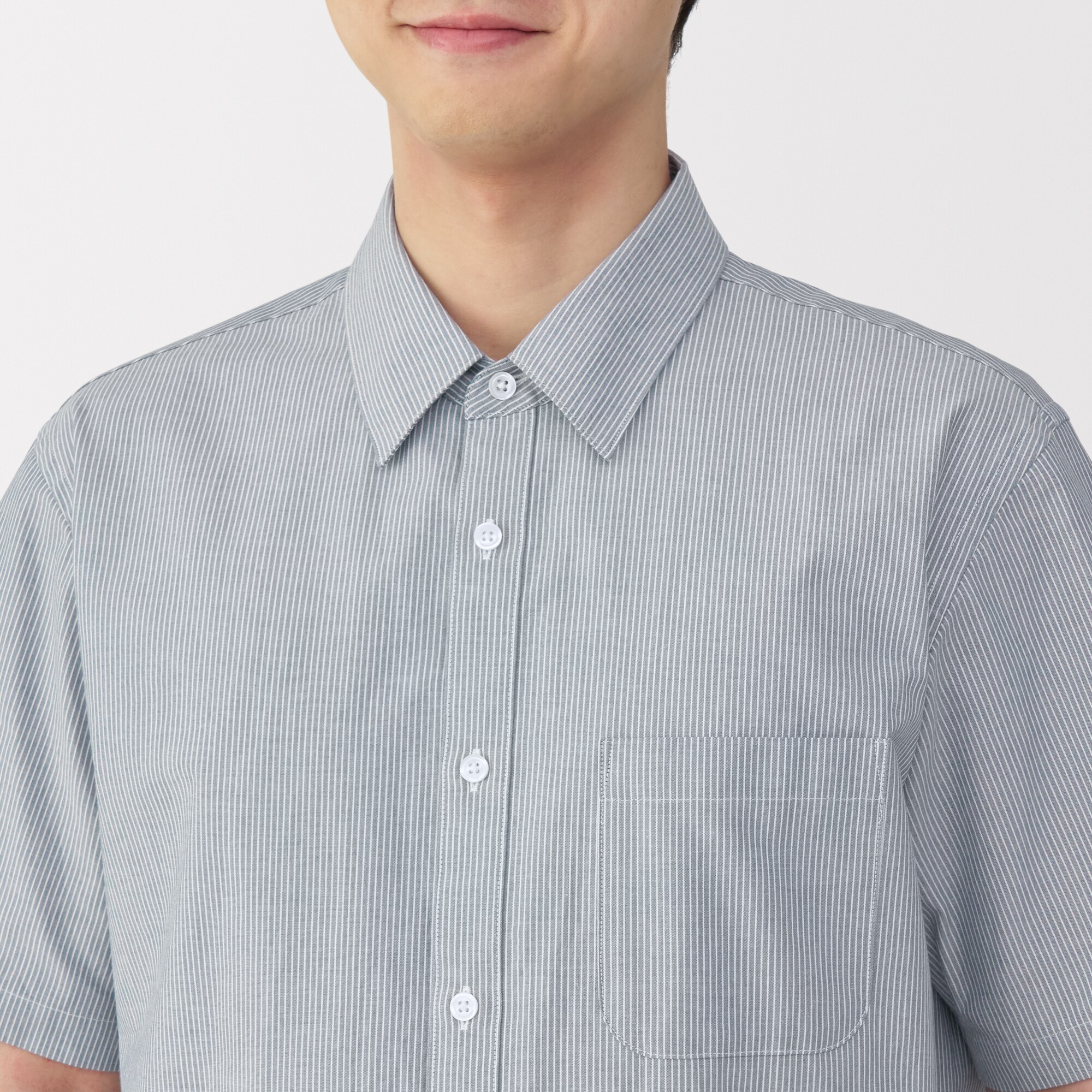 紳士　洗いざらしブロード半袖シャツ