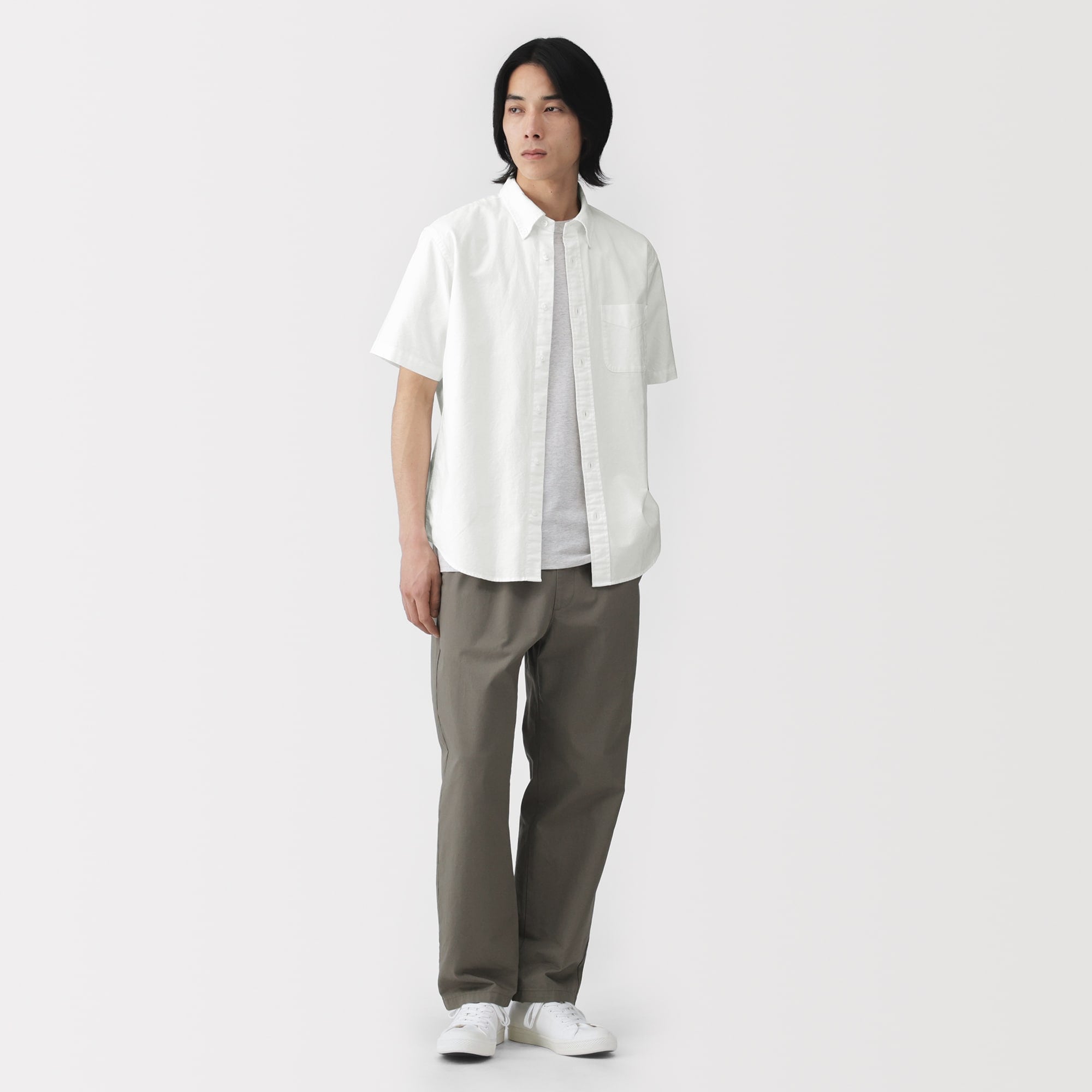 紳士 洗いざらしオックスボタンダウン半袖シャツ | 無印良品