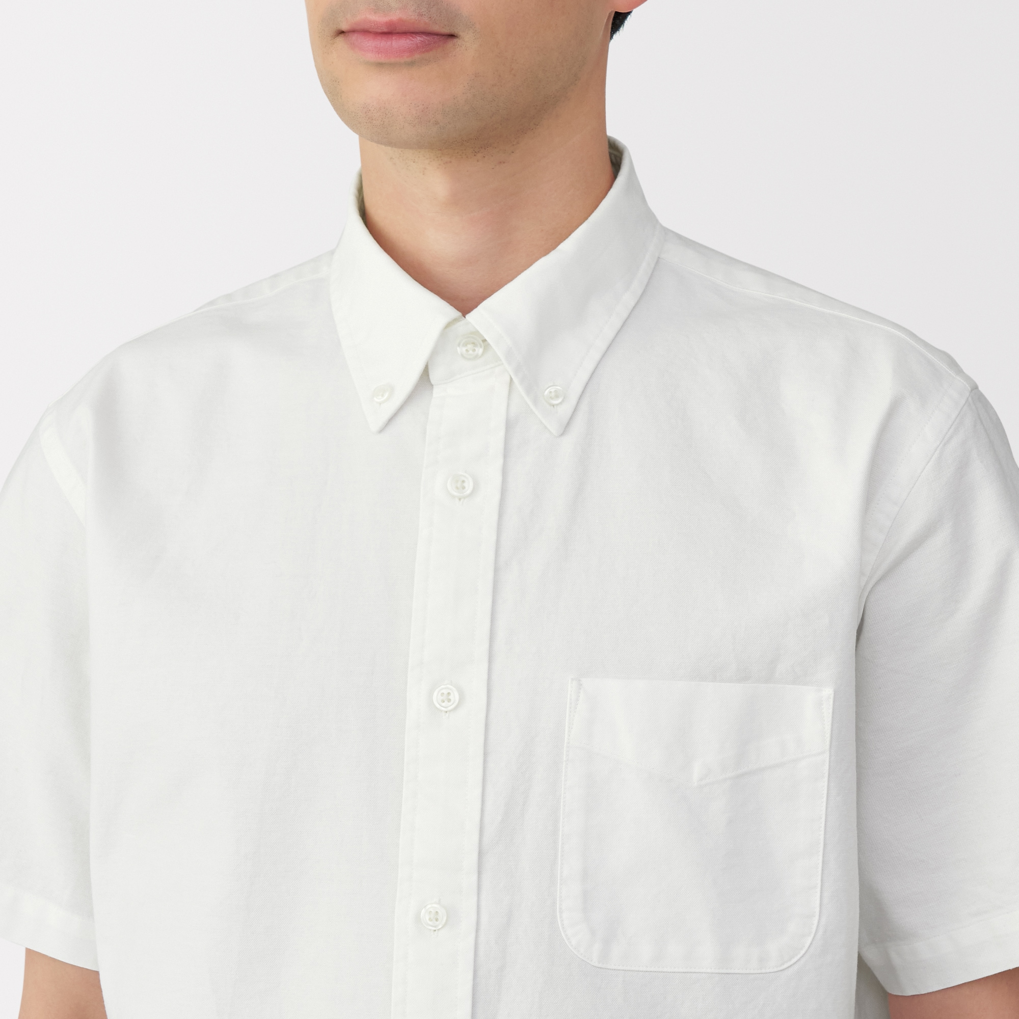 紳士　洗いざらしオックスボタンダウン半袖シャツ