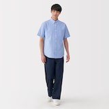 紳士　洗いざらしオックスボタンダウン半袖シャツ