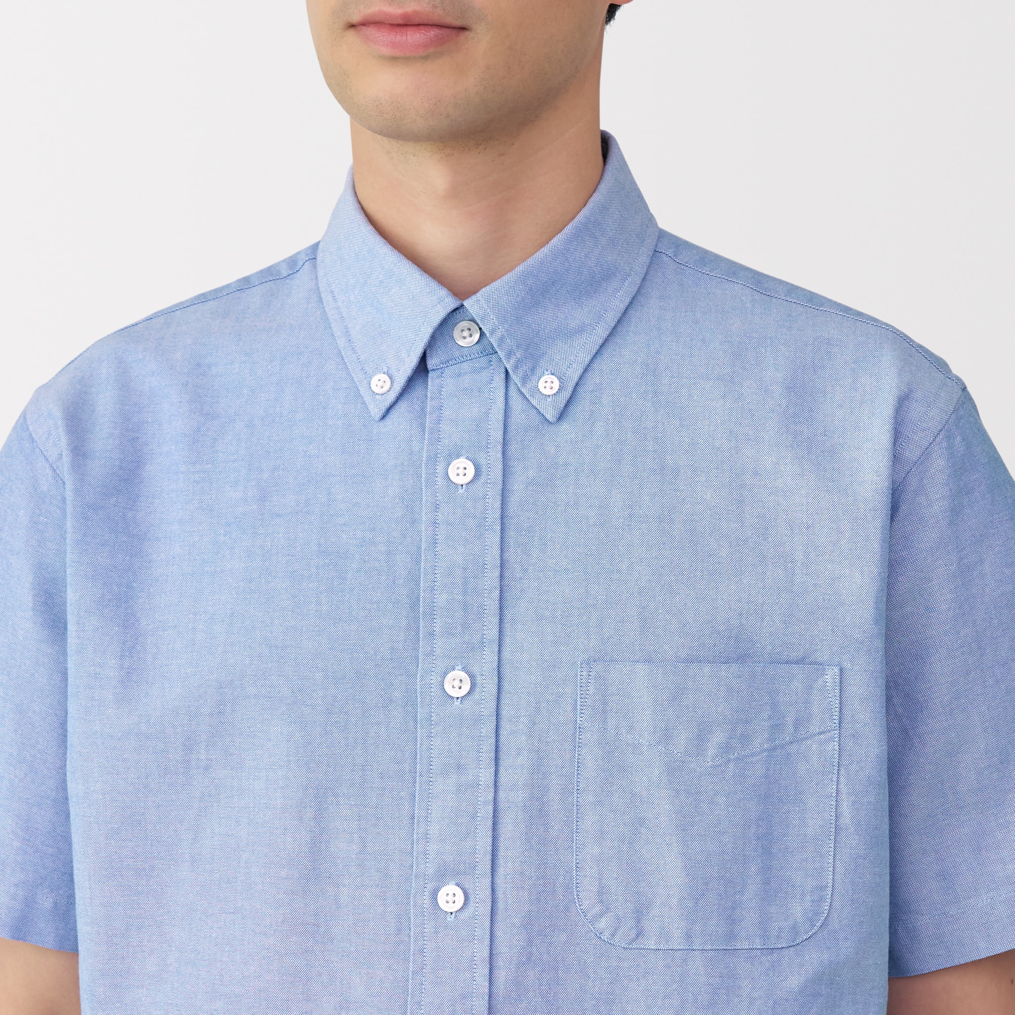 紳士　洗いざらしオックスボタンダウン半袖シャツ