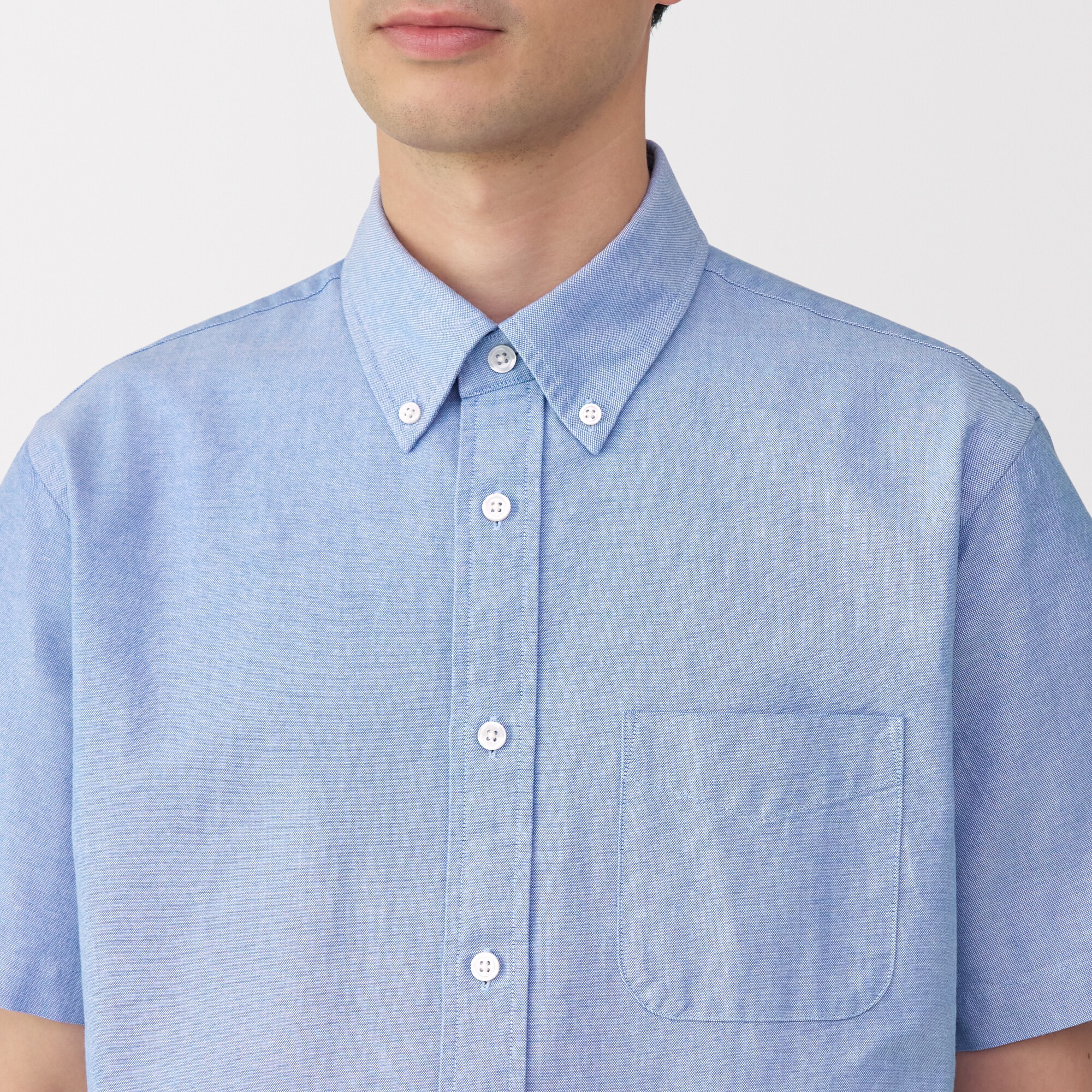 紳士　洗いざらしオックスボタンダウン半袖シャツ