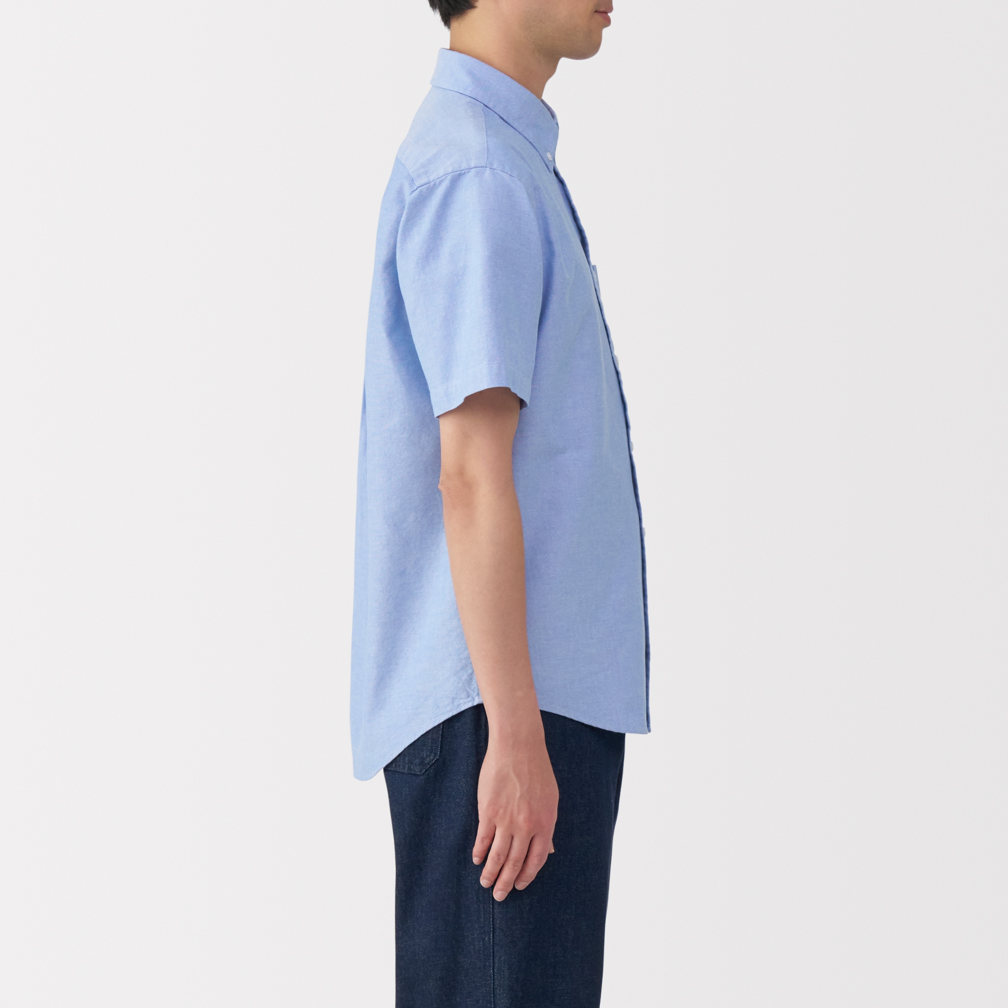 紳士　洗いざらしオックスボタンダウン半袖シャツ