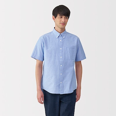 紳士　洗いざらしオックスボタンダウン半袖シャツ（2025年仕様）