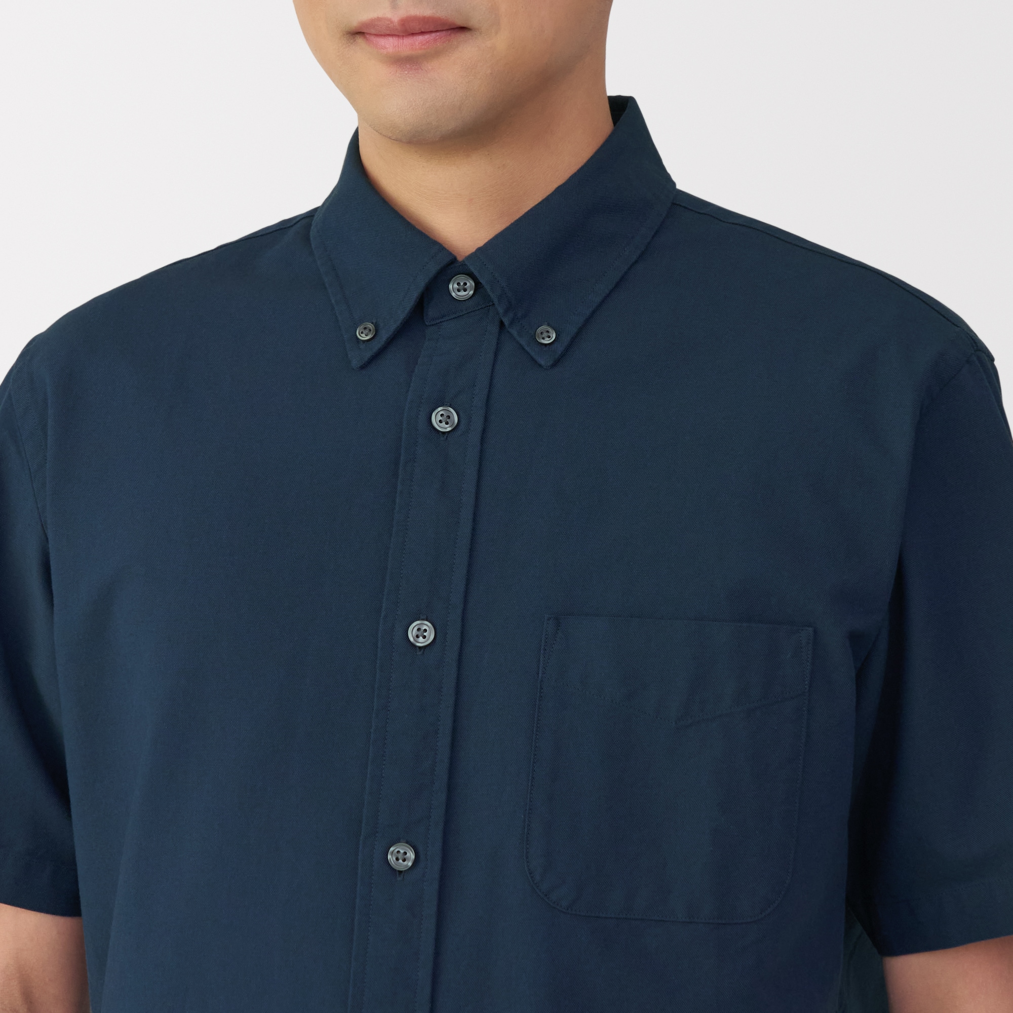 紳士　洗いざらしオックスボタンダウン半袖シャツ