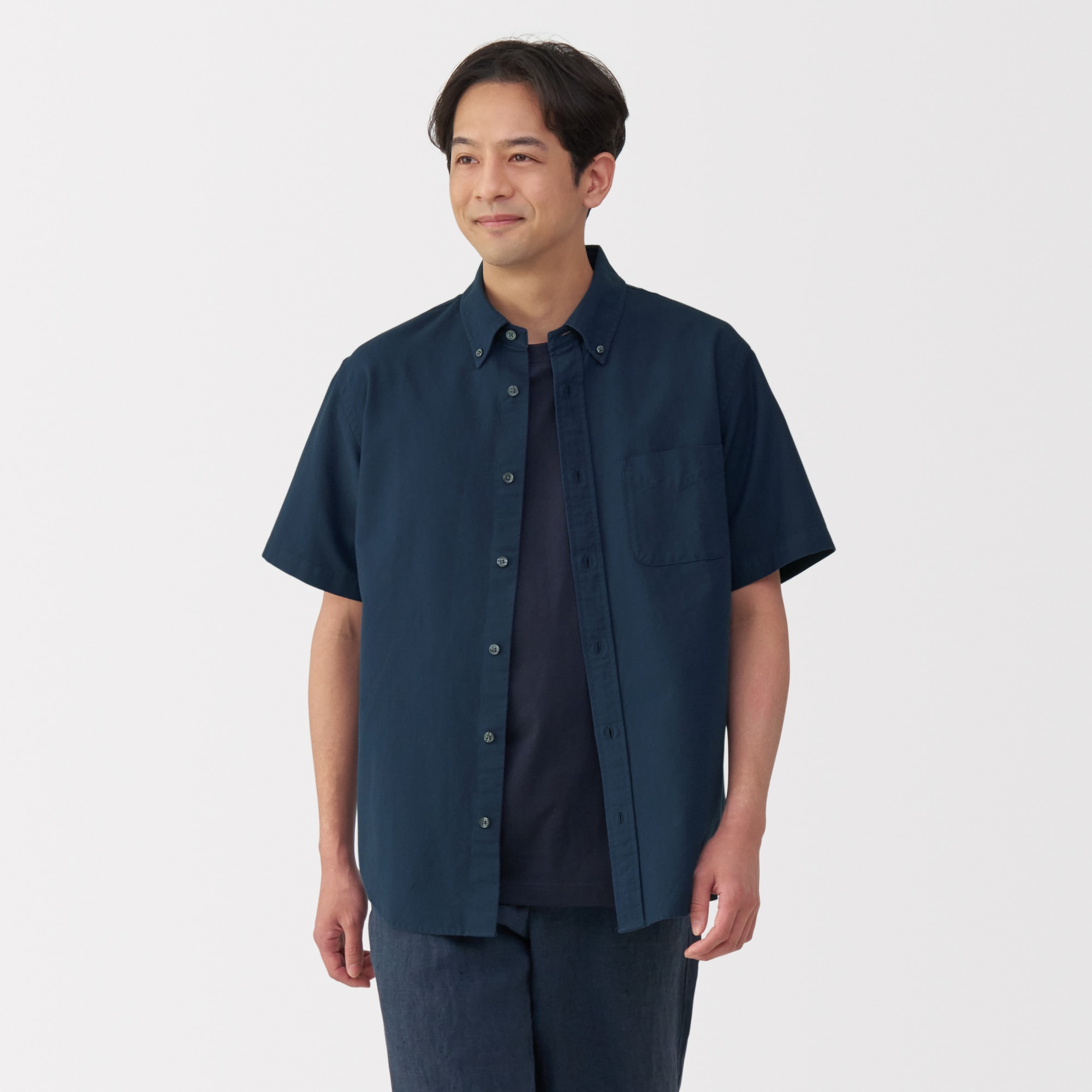 紳士 洗いざらしオックスボタンダウン半袖シャツ | 無印良品