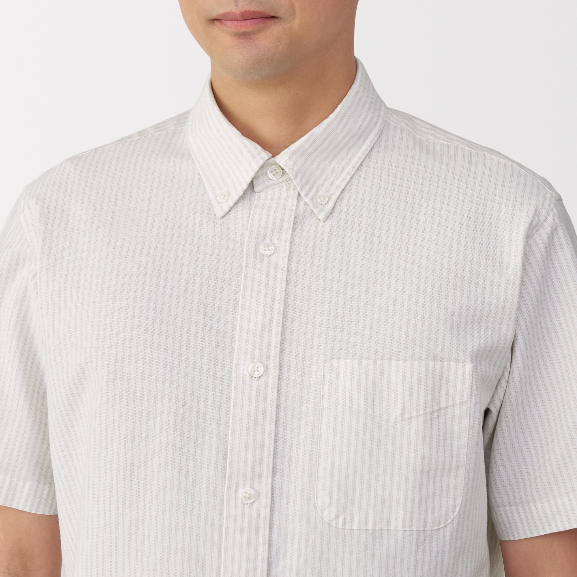 紳士　洗いざらしオックスボタンダウン半袖シャツ