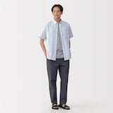 紳士　洗いざらしオックスボタンダウン半袖シャツ