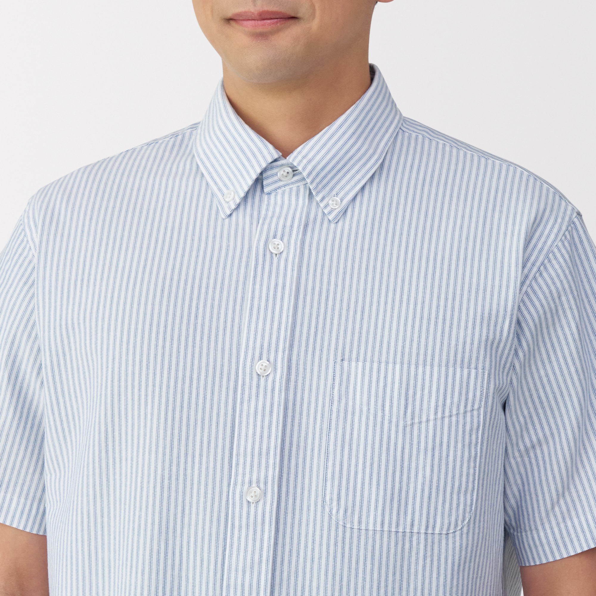 紳士　洗いざらしオックスボタンダウン半袖シャツ