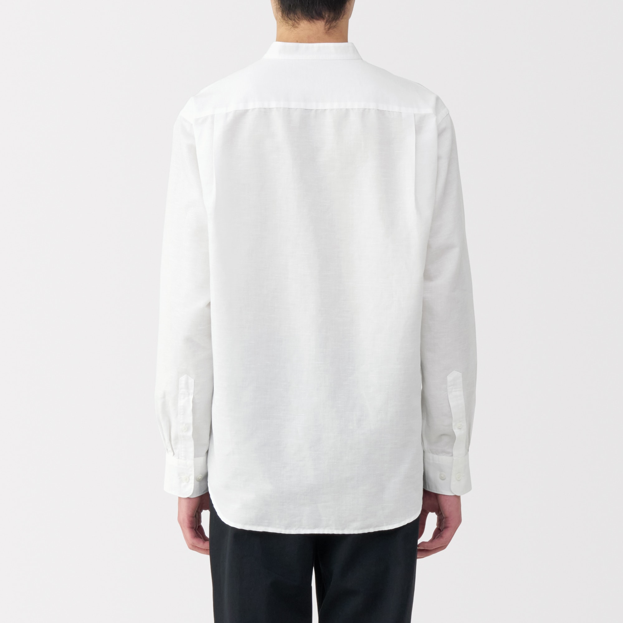 紳士　ヘンプコットンスタンドカラー長袖シャツ