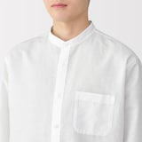 紳士　ヘンプコットンスタンドカラー長袖シャツ