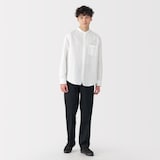 紳士　ヘンプコットンスタンドカラー長袖シャツ