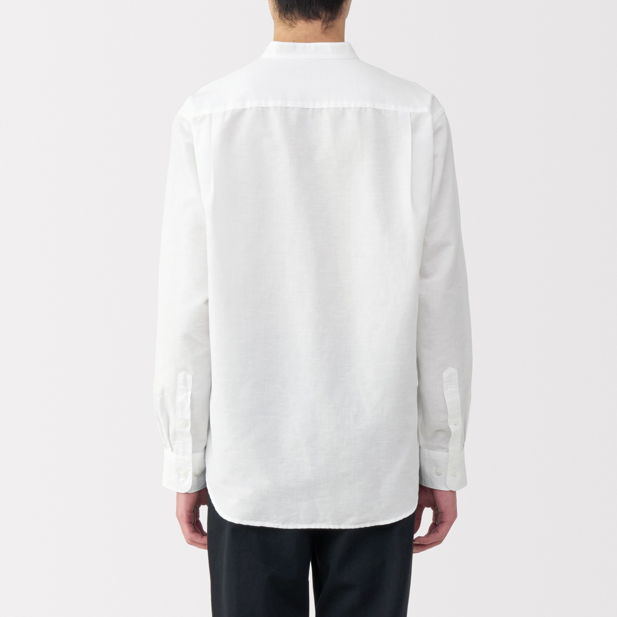 紳士　ヘンプコットンスタンドカラー長袖シャツ