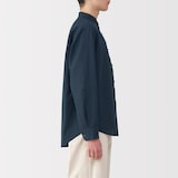 紳士　ヘンプコットンスタンドカラー長袖シャツ