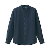 紳士　ヘンプコットンスタンドカラー長袖シャツ