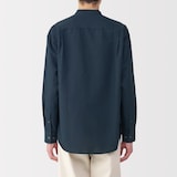 紳士　ヘンプコットンスタンドカラー長袖シャツ