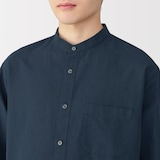 紳士　ヘンプコットンスタンドカラー長袖シャツ
