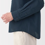 紳士　ヘンプコットンスタンドカラー長袖シャツ