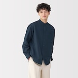 紳士　ヘンプコットンスタンドカラー長袖シャツ