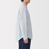 紳士　ヘンプコットンスタンドカラー長袖シャツ