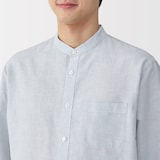紳士　ヘンプコットンスタンドカラー長袖シャツ
