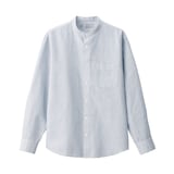 紳士　ヘンプコットンスタンドカラー長袖シャツ