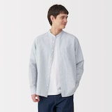 紳士　ヘンプコットンスタンドカラー長袖シャツ