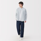 紳士　ヘンプコットンスタンドカラー長袖シャツ