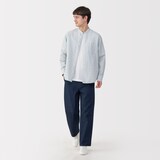 紳士　ヘンプコットンスタンドカラー長袖シャツ