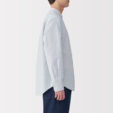 紳士　ヘンプコットンスタンドカラー長袖シャツ