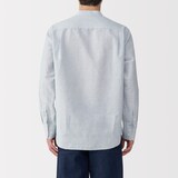 紳士　ヘンプコットンスタンドカラー長袖シャツ